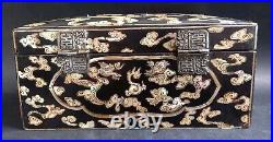 Vietnam Dragon Silver Tray Box Old Box Tray Indochina Chinese Silver XIX