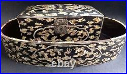 Vietnam Dragon Silver Tray Box Old Box Tray Indochina Chinese Silver XIX