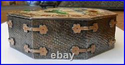 Vintage Asian 99 Fine Silver Cloisonne Enameled Lid Box with Lotus Octagon Shape