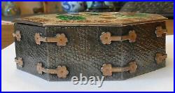 Vintage Asian 99 Fine Silver Cloisonne Enameled Lid Box with Lotus Octagon Shape