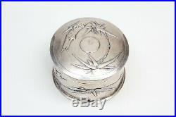 Vintage CHINESE BAMBOO Repoussé Sterling Silver Dresser Jar, Trinket Box, SUPERB