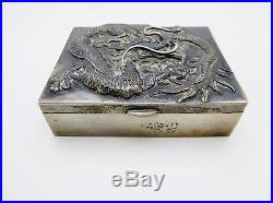 Vintage CHINESE Sterling Silver DRAGON Snuff Box Artist Signed LM