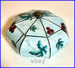 Vintage Champleve Pure 99% Silver Enameled Lidded Octagon Trinket Box