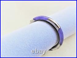 Vintage Chinese 1970's Purple Jadeite Sterling Silver Bracelet With Sterling Saf