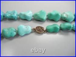 Vintage Chinese 24 Necklace Turquoise Beads Silver Clasp 111 Grams