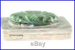 Vintage Chinese Carved Jade Sterling Silver Pill Box No. 23 Export