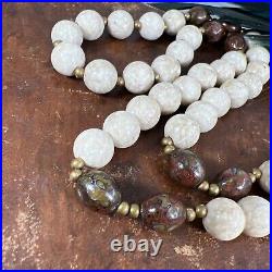 Vintage Chinese Export Jasper Necklace 30 Extra Long