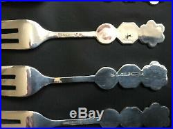 Vintage Chinese Export Silver Set of 6 Cake Forks, Boxed, Lee Yee Hing, c1930