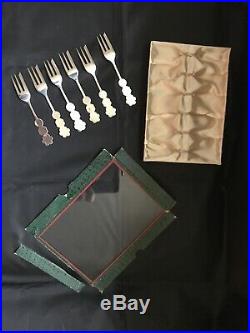 Vintage Chinese Export Silver Set of 6 Cake Forks, Boxed, Lee Yee Hing, c1930