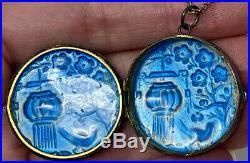 Vintage Chinese Export Silver Silver Cloisonne Enamel Pendant Pill Box Locket