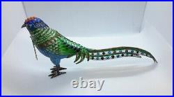 Vintage Chinese Export Sterling Silver Box Enameled Bird of Paradise