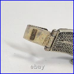Vintage Chinese Gilded Sterling Silver Cloissone Enamel Bracelet With Jade