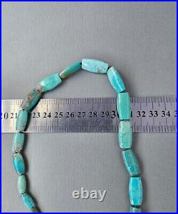 Vintage Chinese Hubei Graduated Turquoise Sterling Silver Box Clasp 16 Necklace