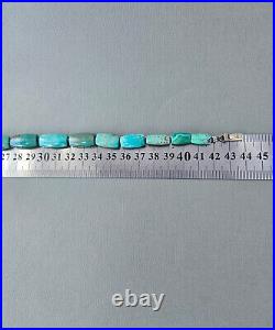 Vintage Chinese Hubei Graduated Turquoise Sterling Silver Box Clasp 16 Necklace