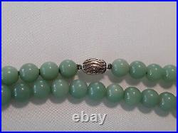 Vintage Chinese Jade Necklace, 34 Long With Silver Clasp. With Box