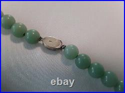 Vintage Chinese Jade Necklace, 34 Long With Silver Clasp. With Box