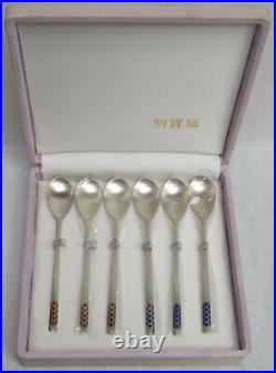 Vintage Chinese Silver (6) Coffee Spoons Set New In Box