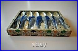 Vintage Chinese Souvenir Silver Spoons NEW SEALED Set of 6 In Box with Glass Lid