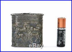 Vintage Chinese Sterling Silver Repousse Opium Box with 9 Horse Mk 72 Gram