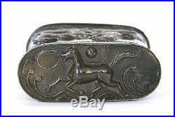 Vintage Chinese Sterling Silver Repousse Opium Box with 9 Horse Mk 72 Gram