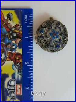 Vintage/Estate Sterling Silver Chinese Gilt with Enamel Pill Box/Locket/Pendant