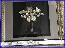 Vintage Framed Miao White Silver-Covered Comb And Hair Pins China Shadow Box Set