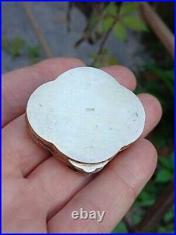 Vintage Gilded Sterling Silver Turquoise Stone & Enamel Lobed Snuff Trinket Box