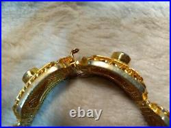 Vintage Hallmarked 925 Chinese Export Gold-Sterling Silver Gem & Enamel Bracelet
