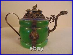 Vintage Jade Chinese Teapots Snuff Box Tibet Silver Dragons Frogs Monkeys Lions