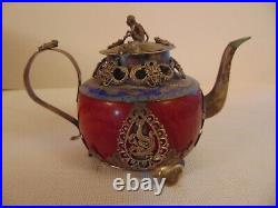 Vintage Jade Chinese Teapots Snuff Box Tibet Silver Dragons Frogs Monkeys Lions