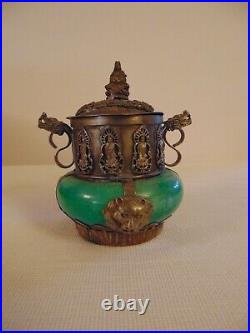 Vintage Jade Chinese Teapots Snuff Box Tibet Silver Dragons Frogs Monkeys Lions