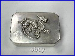 Vintage Japanese Dragon Sterling Silver Stash Trick to Open Box 46g 2 x 1.5