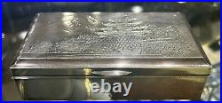 Vintage Japanese Sterling Silver Ebony Lined Wooden Box Mt Fuji Marked 950