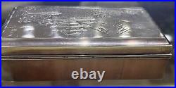 Vintage Japanese Sterling Silver Ebony Lined Wooden Box Mt Fuji Marked 950