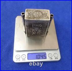 Vintage Old Objects collected Tribal exotic handmade miao silver matchbox 1piece