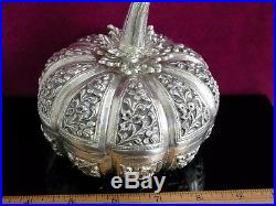 Vintage Ornate Sterling Silver Chinese Asian Collectible Pumpkin Gourd Box. 880