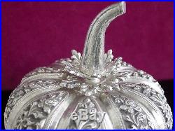 Vintage Ornate Sterling Silver Chinese Asian Collectible Pumpkin Gourd Box. 880
