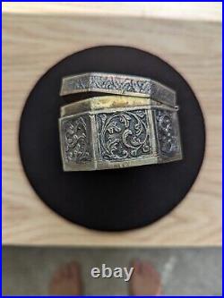 Vintage Peranakan Chinese Repousse Silver Trinket Box