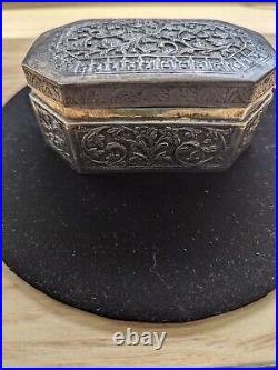 Vintage Peranakan Chinese Repousse Silver Trinket Box