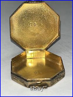 Vintage Silver Chinese Aldor Turquoise Trinket Box 16.05Grams 1.8Diameter