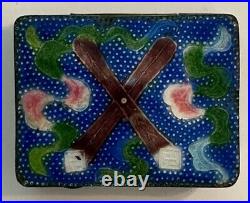 Vintage Silver & Enamel Snuff Box China Pre WWII Peace Sign