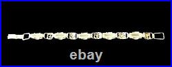 Vintage Silver & Moonstone/ Chalcedony Bracelet W Chinese Symbols Cut Out Links