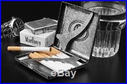 Vintage Slim 20 pcs Silver Wiredrawing Chinese Tai Chi Buddha Cigarette Case Box