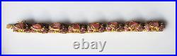 Vintage Sterling Silver Gilt Chinese Export Pink Tourmaline Enamel Bracelet