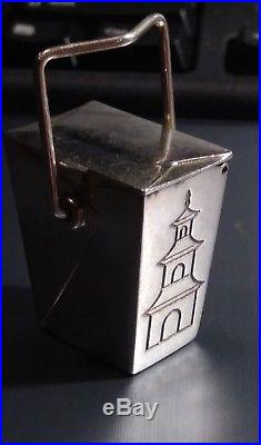 Vintage Tiffany & Co Sterling Silver Chinese Take Out Pill Box Pagoda