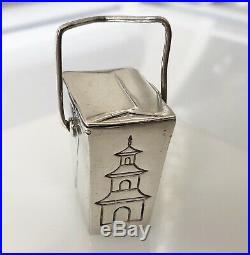 Vintage Tiffany Sterling Silver Pill Box, Chinese Food Container Shape