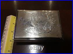 Vintage/antique Chinese/Japanese Sterling Silver Wooden Box Marked Silver 950