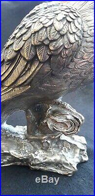 Vintage/antique Chinese Or Tibetan Silver Eagle/hawk Incense Burner Box & Statue