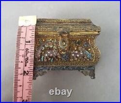 Vintage antique Chinese treasure chest gilt silver enamel box 74gram