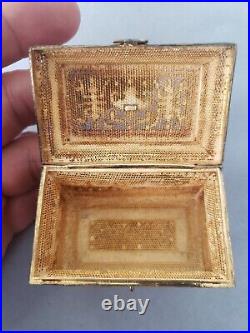 Vintage antique Chinese treasure chest gilt silver enamel box 74gram